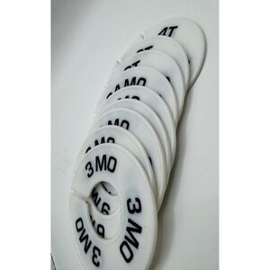 Closet Clothes Rack Dividers Baby/Toddler White 9pc Set 3mo-4T Plastic Rings